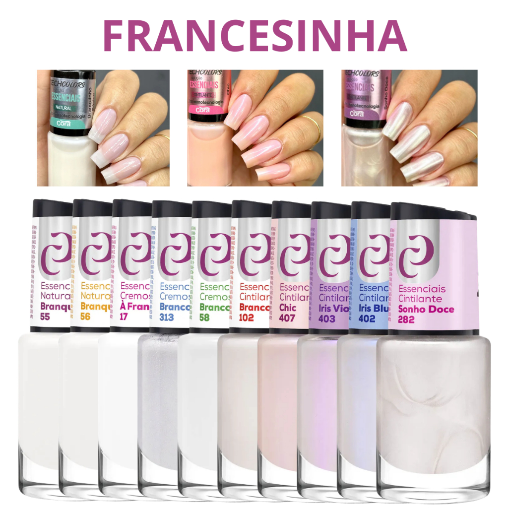Kit 10 Esmaltes Cora Coleção de Branquinhos Francesinha Atacado Perolado Cintilante Cremoso
