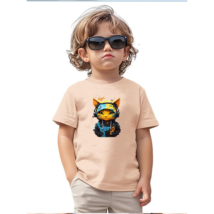 Camiseta Tshirt Infantil Criança Juvenil Bebê Unissex Algodão100% Passeio Casual Gato Fone Estiloso
