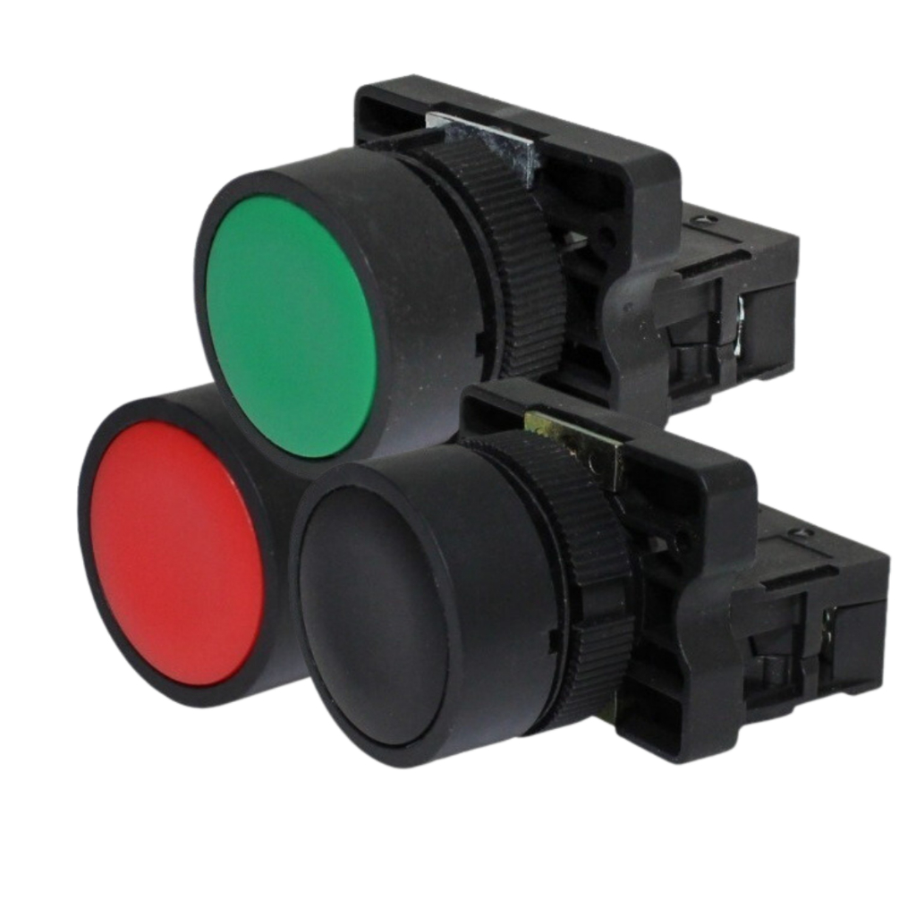 Botão De Comando Pulsador Boteira 22mm + Bloco De Contato