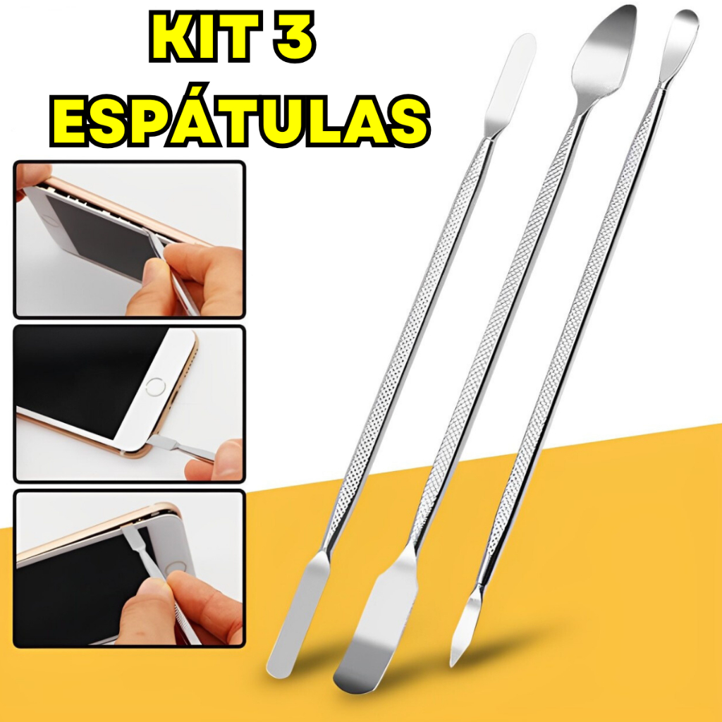 Kit 3 Espátulas de Aço Profissional Para Manutenção Celular Inoxidável Reparo Eletrônico Precisão em Oferta na Shopee