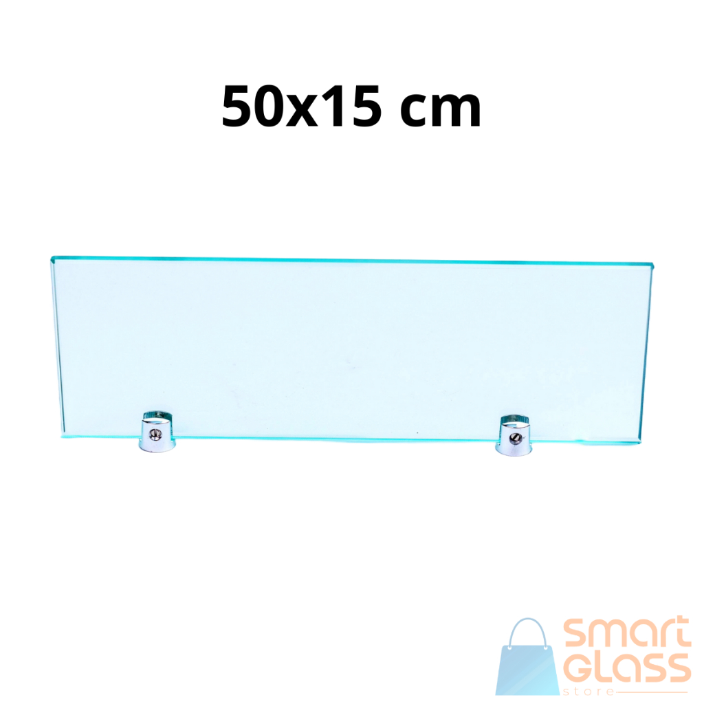 Prateleira de Vidro 50x15 Com Suporte Premium Lapidado 8mm em Oferta na Shopee