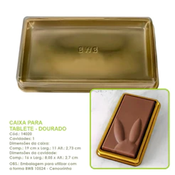 10~40 Caixa P/ Tabletes BARRA 300g PASCOA Dourado 14020 (BWB) OFF (CHOCO)