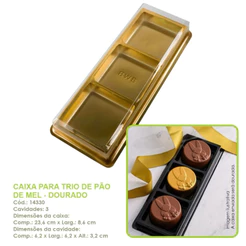 10~40 CAIXA PARA TRIO DE PÃO DE MEL - DOURADO BWB 14330 OFF (CHOCO)