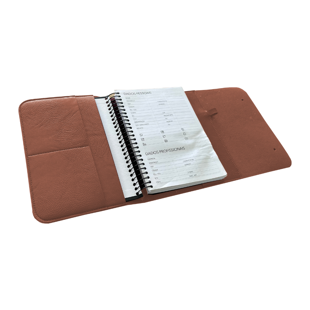 Capa para Caderno ou agenda em Couro Ecológico Caramelo