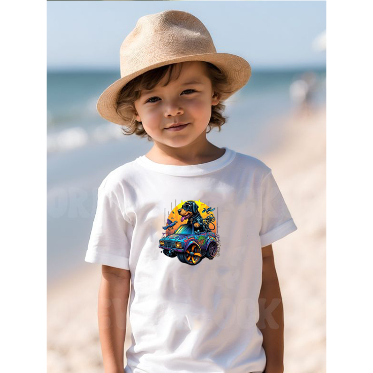 Camiseta Tshirt Infantil Criança Juvenil Bebê Unissex Algodão100% Passeio Casual Carro Cachorro