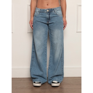 Oversized Calça Jeans Feminina Cintura Baixa perna larga em Oferta na Shopee