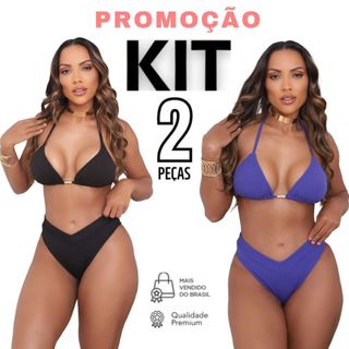 Kit 2 Biquíni Calcinha Asa Delta Cintura Alta Top Cortininha PROMOÇÃO