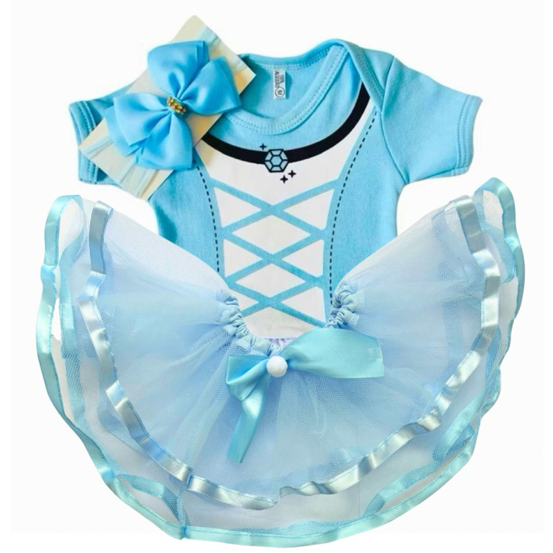Body Bebê Menina Cinderela Temático+Laço+Tule (PROMOÇÃO) em Oferta na Shopee