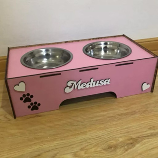 Comedouro para Cão Cachorro e Gato Nome Personalizado Pote de Ração Pet Elevado em Oferta na Shopee