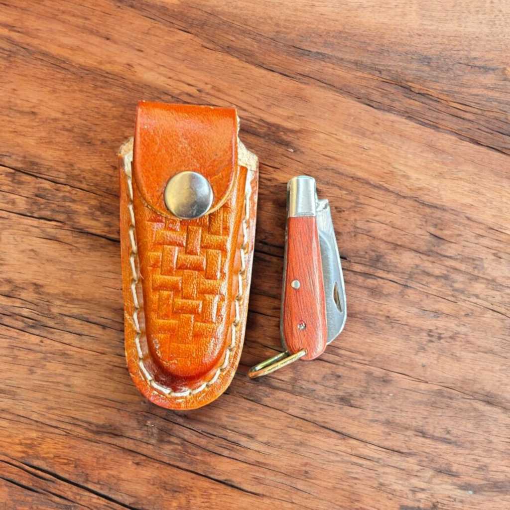 Mini Canivete Inox Chaveirinho Pica Fumo Infantil Com Bainha Couro em Oferta na Shopee