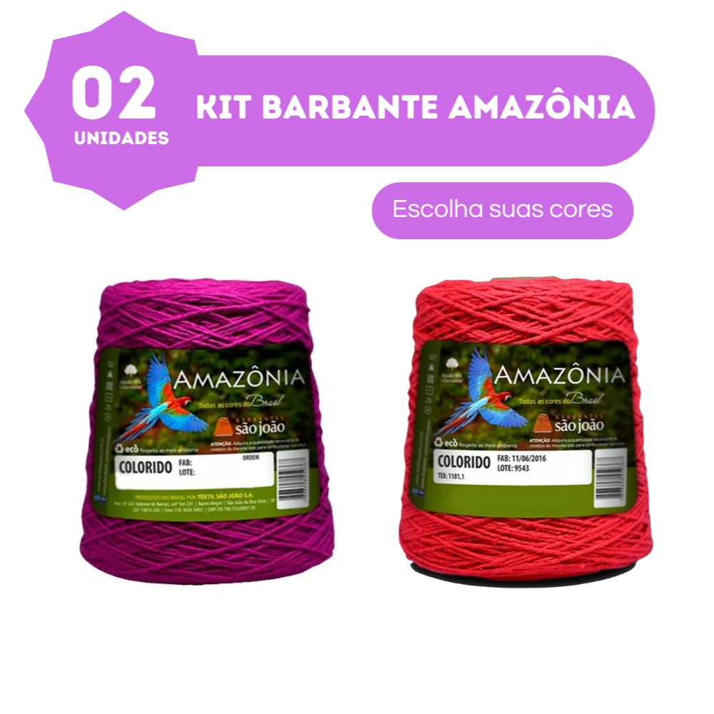 Kit com 2 Barbantes Amazônia Fio N°6 400 Metros - ESCOLHA A SUA COR