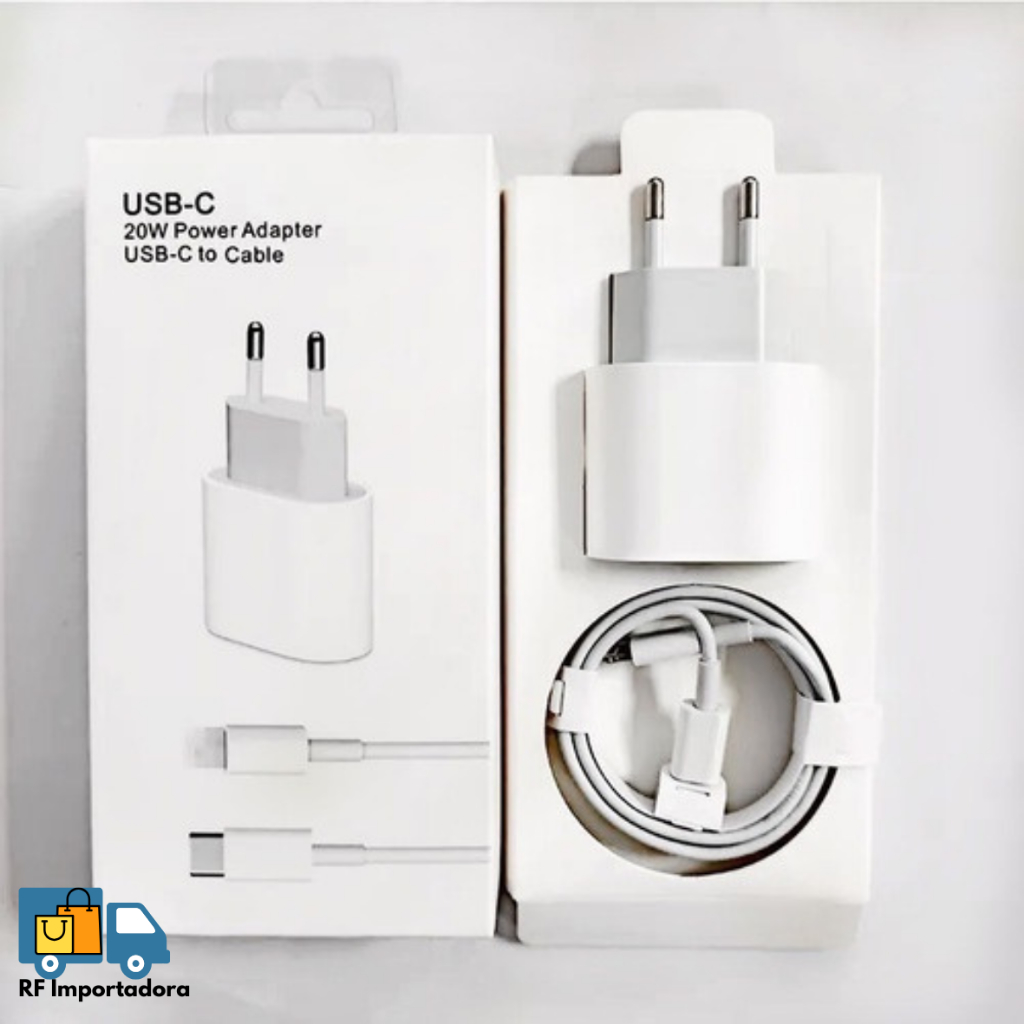 Kit Carregador Fonte+Cabo 20W Turbo Lightning Tipo C Para iPhone 11 12 13 14 Plus Pro Max