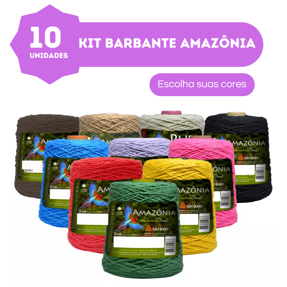 Kit com 10 Barbantes Amazônia Fio N°6 400 Metros - ESCOLHA A SUA COR em Oferta na Shopee