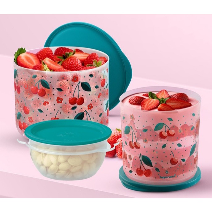Kit 3 peças Refri Line Cereja Tupperware