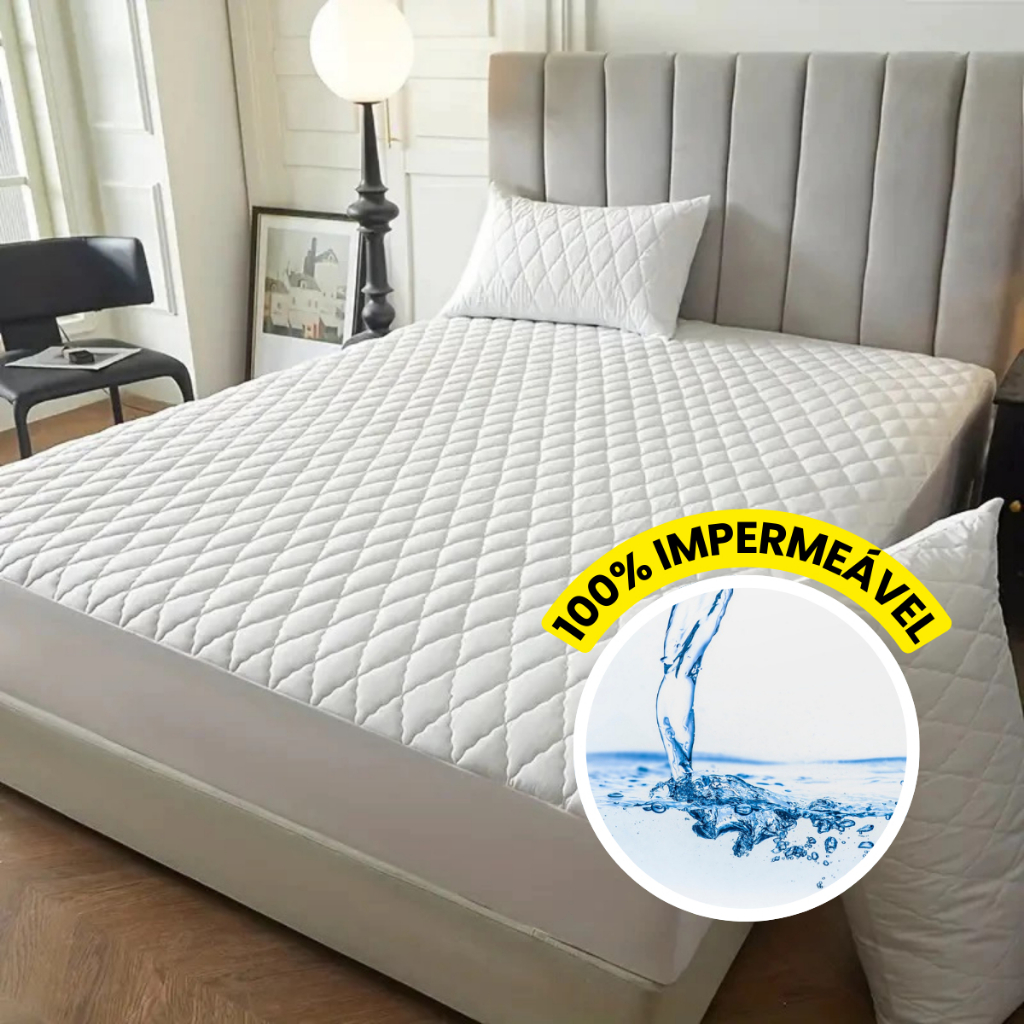 Capa de Colchão Impermeável Protetora Matelado Com Elástico Pillow Top Casal Queen King Solteiro