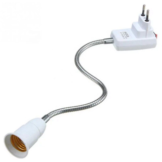 Soquete Haste Flexível Com Tomada Interruptor Para Lâmpada E27 Com Cabo 40cm em Oferta na Shopee