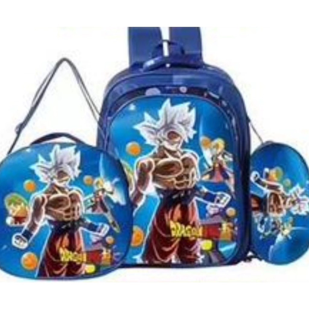 Kit 3Pçs Mochila Costas Escolar Infantil Lancheira E Estojo Dragon Ball. em Oferta na Shopee