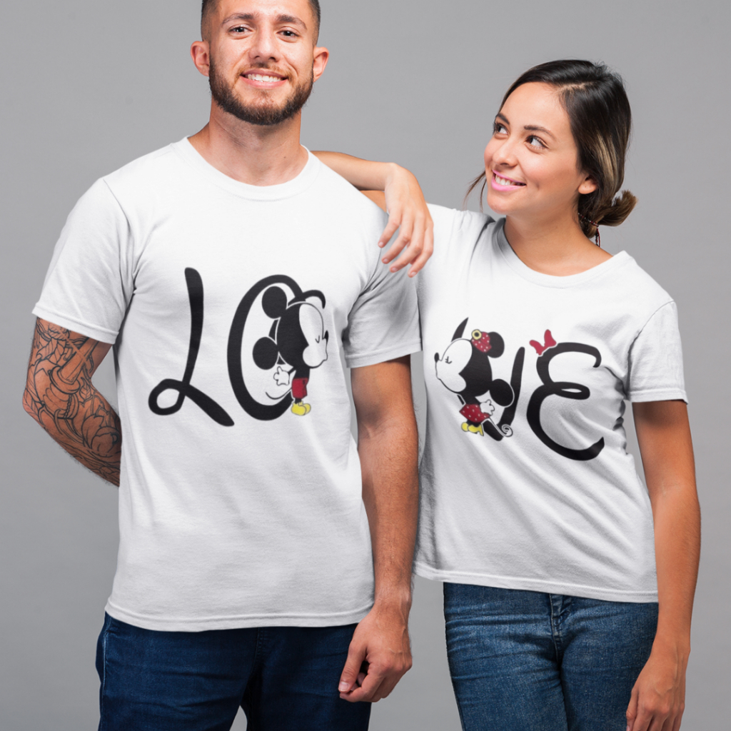 Kit camiseta casal namorados Mickey e Minnie, Love, presente criativo, dia dos namorados, do P ao Plus Size