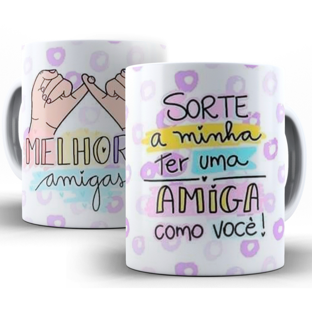 Caneca Melhores Amigas Sorte a Minha Ter Uma Amiga Como Você 325ml — R$ 25,90 em Shopee