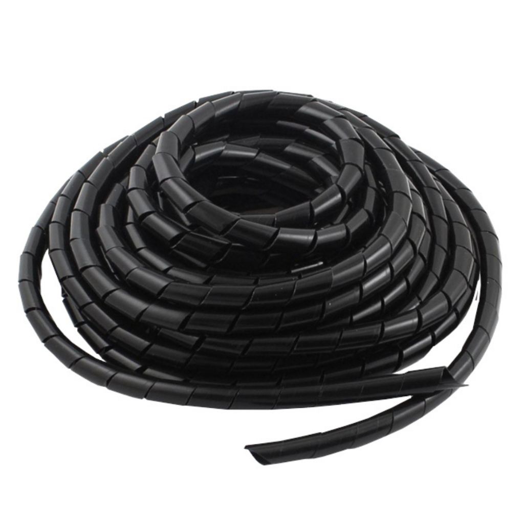 Organizador De Fios E Cabos Espiral 10 Mts - 10mm - Preto