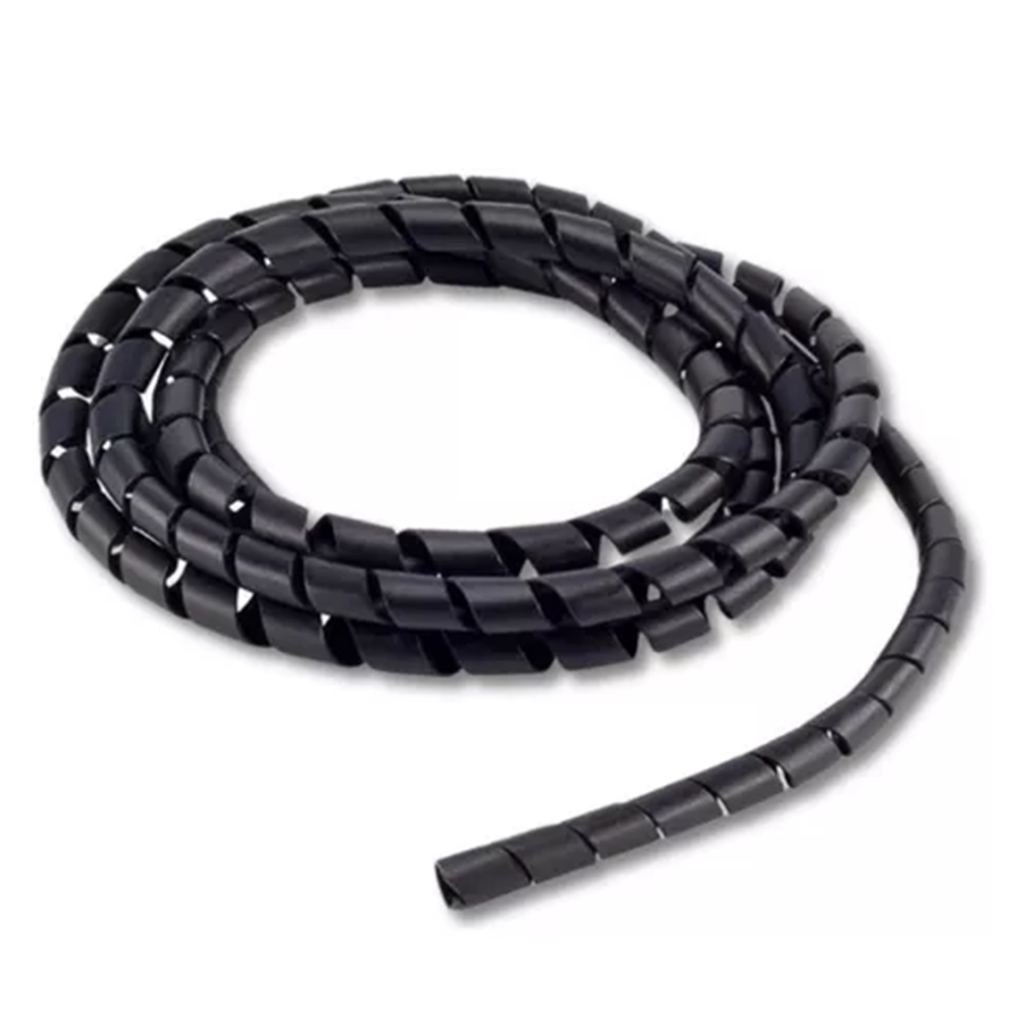Organizador Protetor De Fios E Cabos Espiral Preto 10 Metros 12mm Para TV PC Escritório