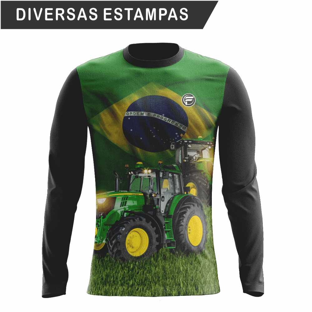 Camisa Camiseta do Agro Masculina Proteção Solar UV Agropecuária Fazenda Bruto Trator Agricultura Brasil  Blusa