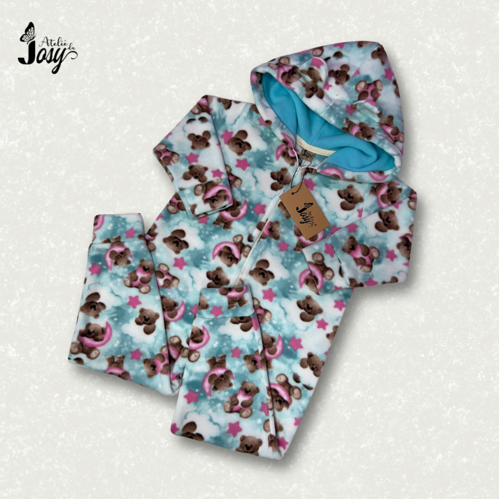 Pijama Macacão Microsoft Infantil Menina Com Zíper Estampas
