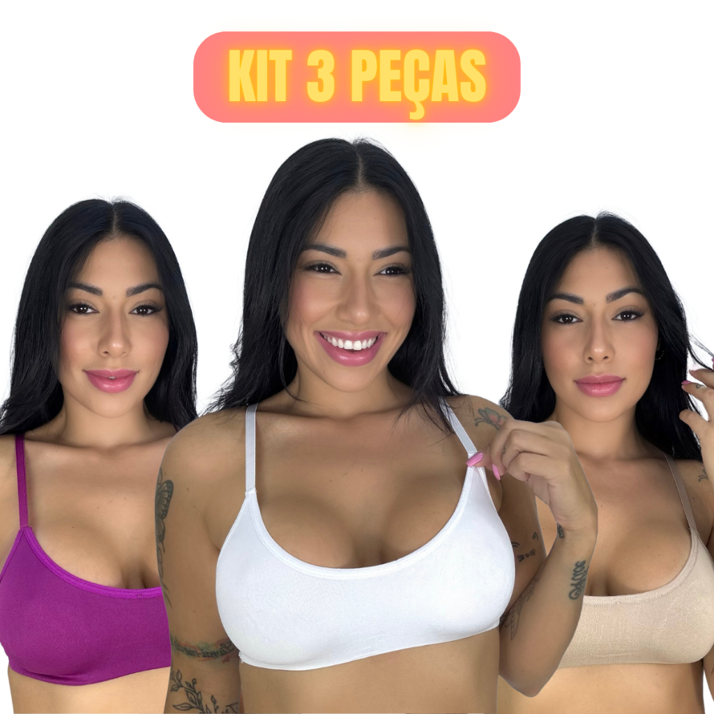 Kit 3 Sutiã Alcinha Fina Com Regulagem Sem Aro Sem Bojo Ótima Sustentação em Oferta na Shopee