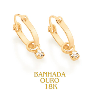 Argola Infantil Rommanel Com Cristal Antialérgico Banhado A Ouro 18k FR em Oferta na Shopee