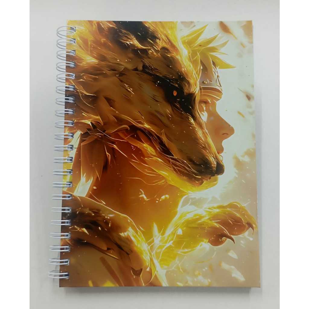 Caderno Escolar Naruto Capa dura em Wire-o com 96 folhas, incluso cartela com adesivos. COD.26