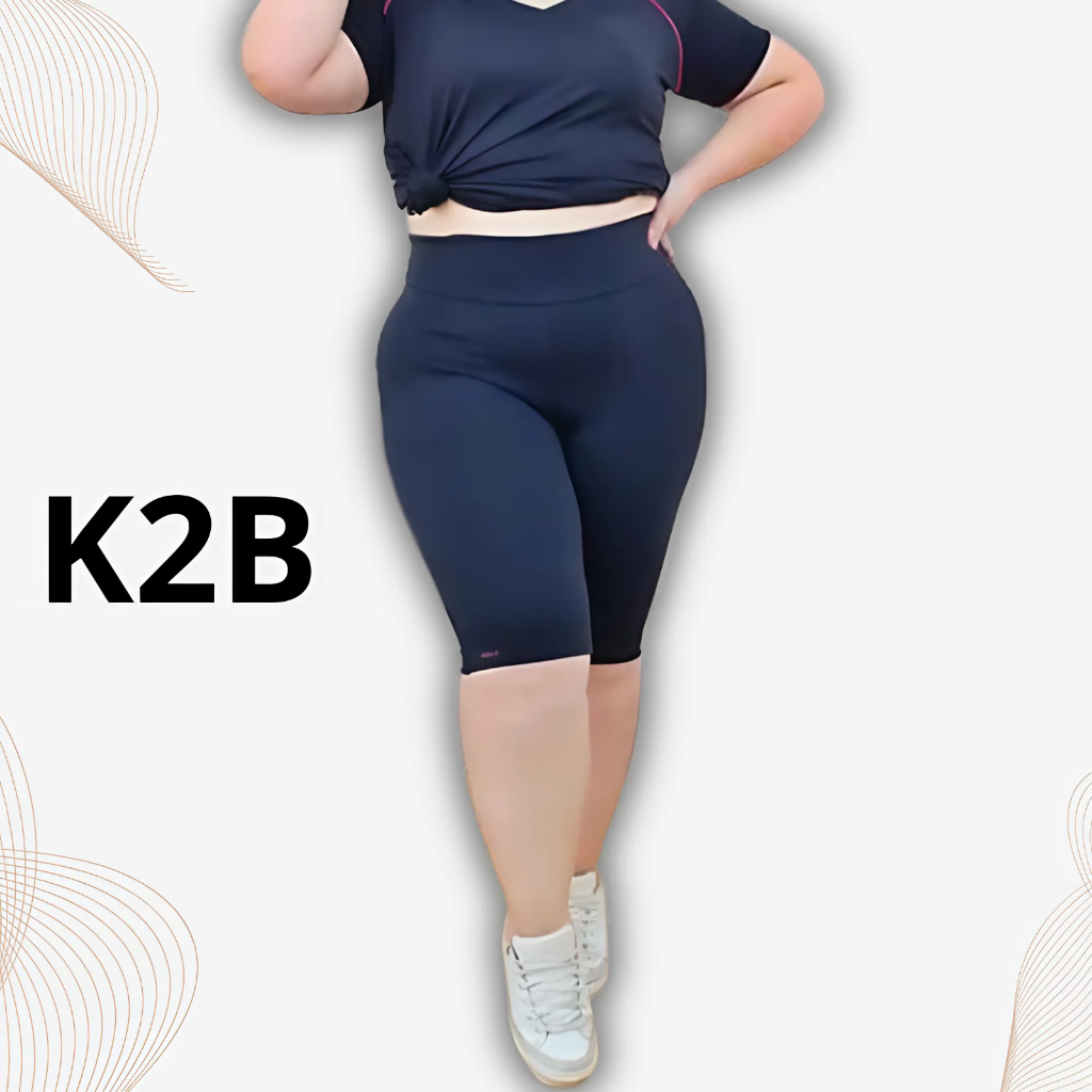 Bermuda K2B Ciclista Feminina do P ao G3 Todos os Tamanhos  Cós Alto Bermuda Academia Fitness Envio 24h