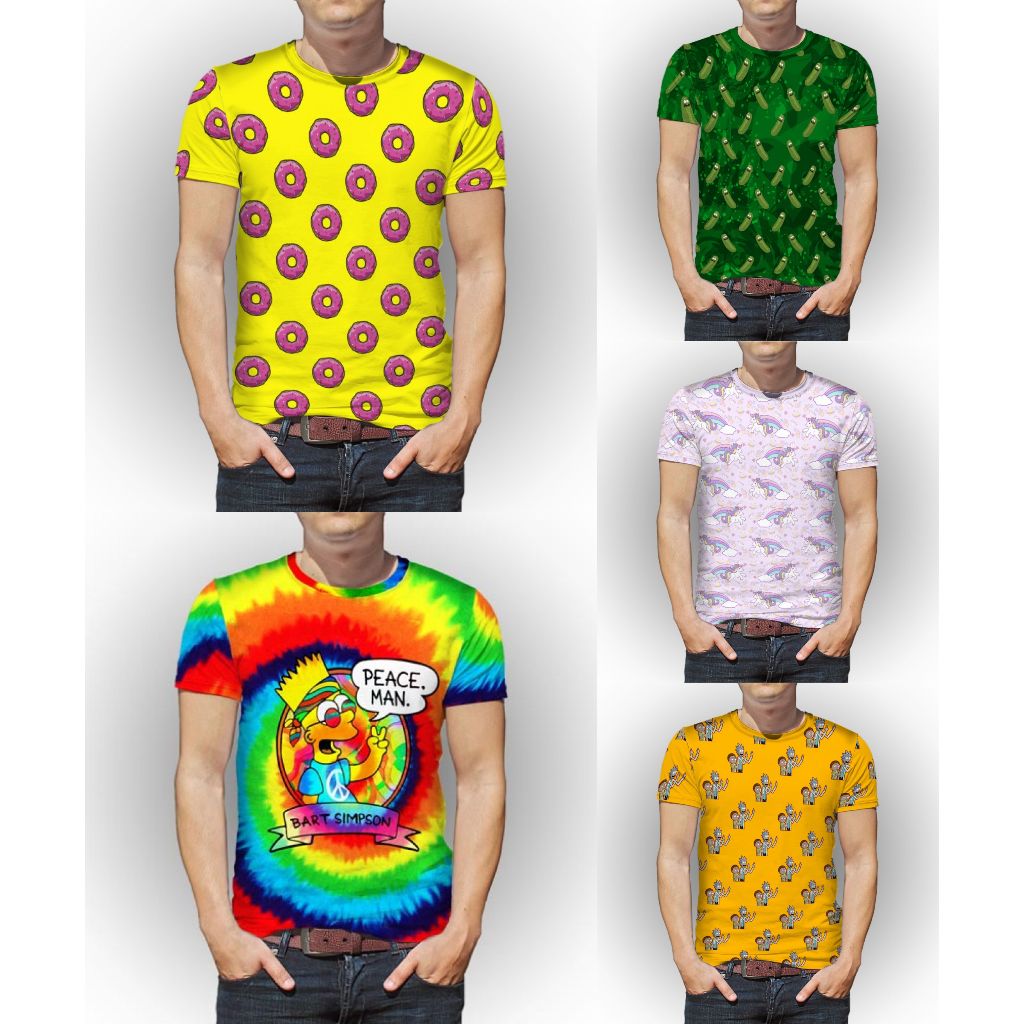 Camisetas Unicornio Rosquinha Pickle Rick Morty Bart
