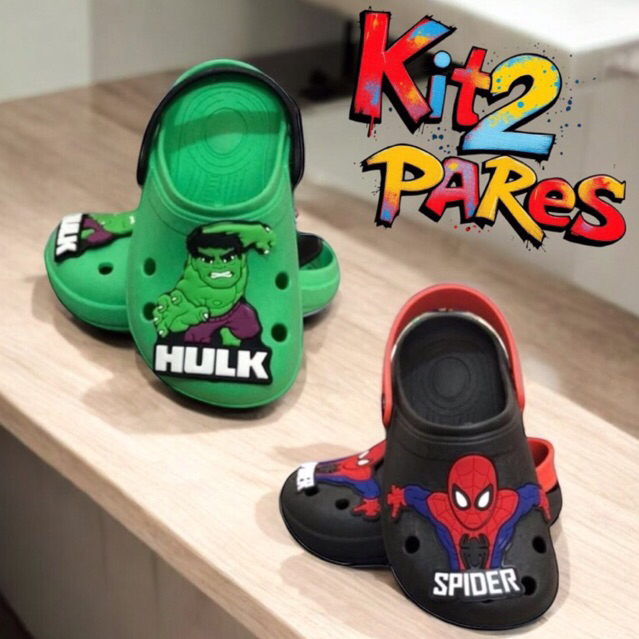 Kit 2 Pares Babuche Infantil Menino Masculino Leve Confortável Promoção Voltas as Aulas
