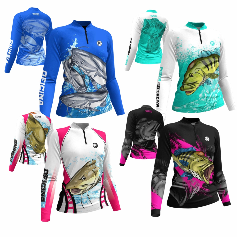 Camisa Camiseta de Pesca Feminina Tucunare Rosa Pirarara Blusa Manga Longa Novo Modelo Pescaria UV em Oferta na Shopee