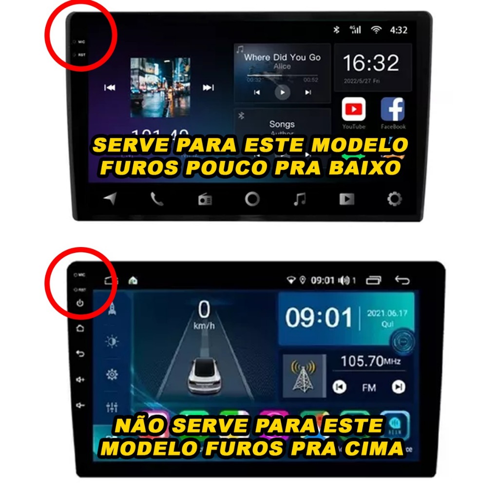 Pelicula de Vidro Protetora Para Multimidia de 9 Polegadas Furos Pra Baixo