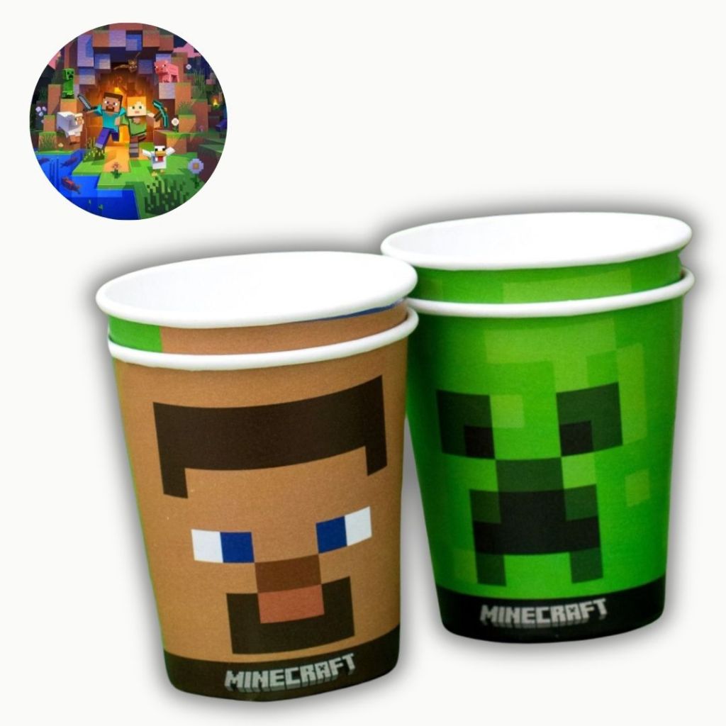 8~32 COPO PAPEL FESTA MINECRAFT 200ML FESTCOLOR em Oferta na Shopee