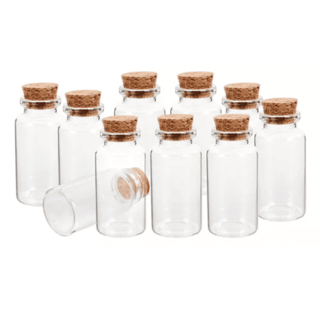 10 Pote Lembrancinha Vidro com Rolha Tempero/Sal/Vela 50ml em Oferta na Shopee