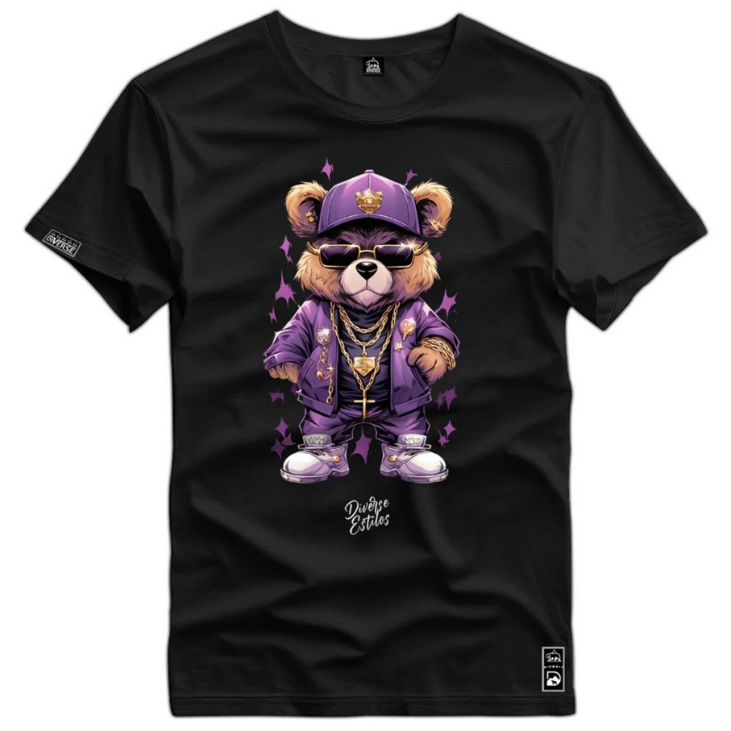 Camiseta Basica Urso 100% Algodão Estampado em Oferta na Shopee