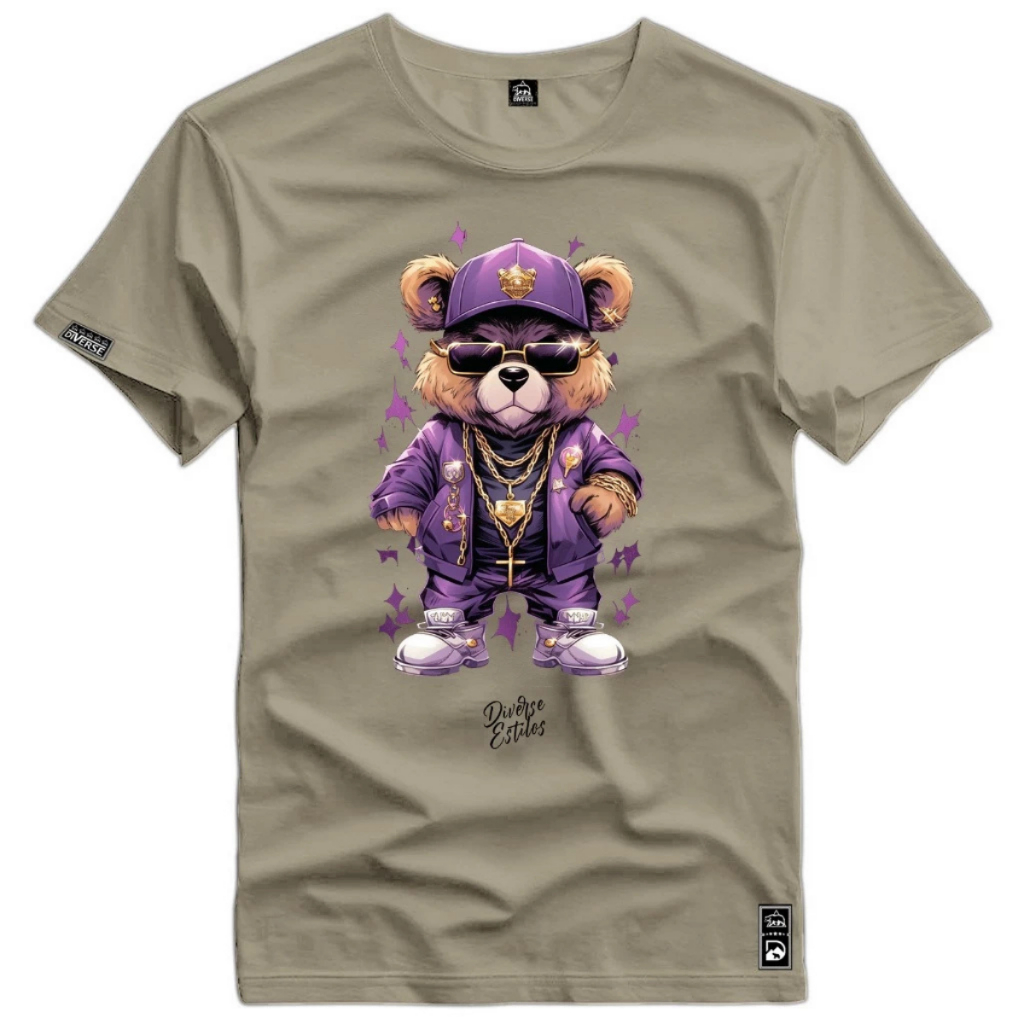 Camiseta Basica Urso 100% Algodão Estampado