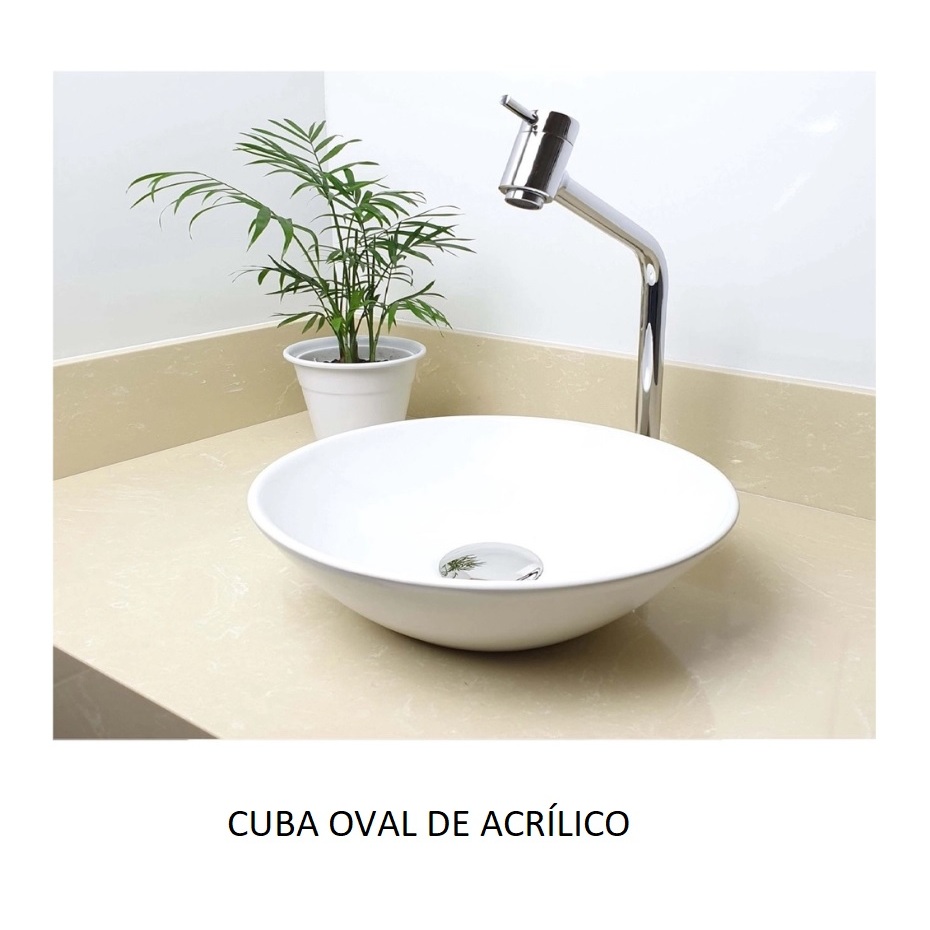 Cuba Canoa Oval 40x30cm Sobrepor Lavabo Banheiro de Acrílico
