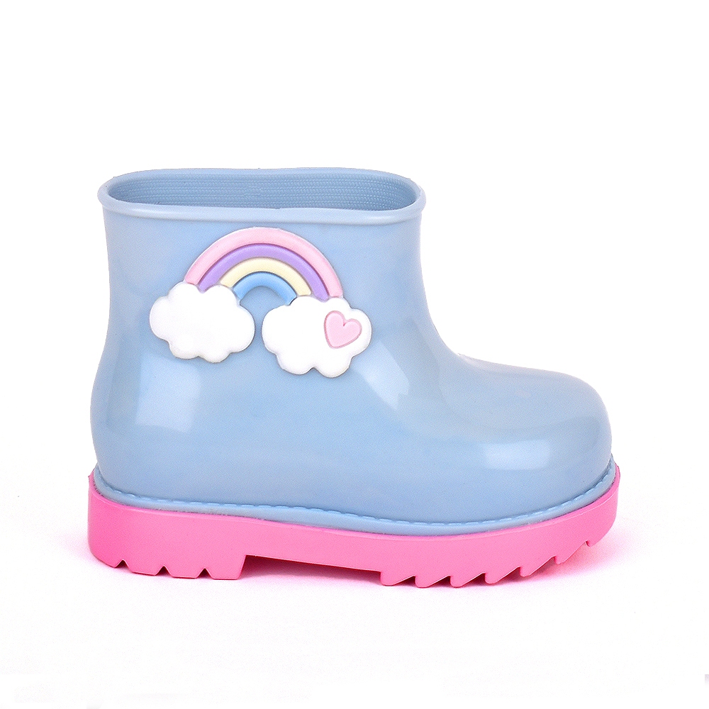 Galocha Baby Menina Kidy Splash Glitter Arco Iris Azul Claro