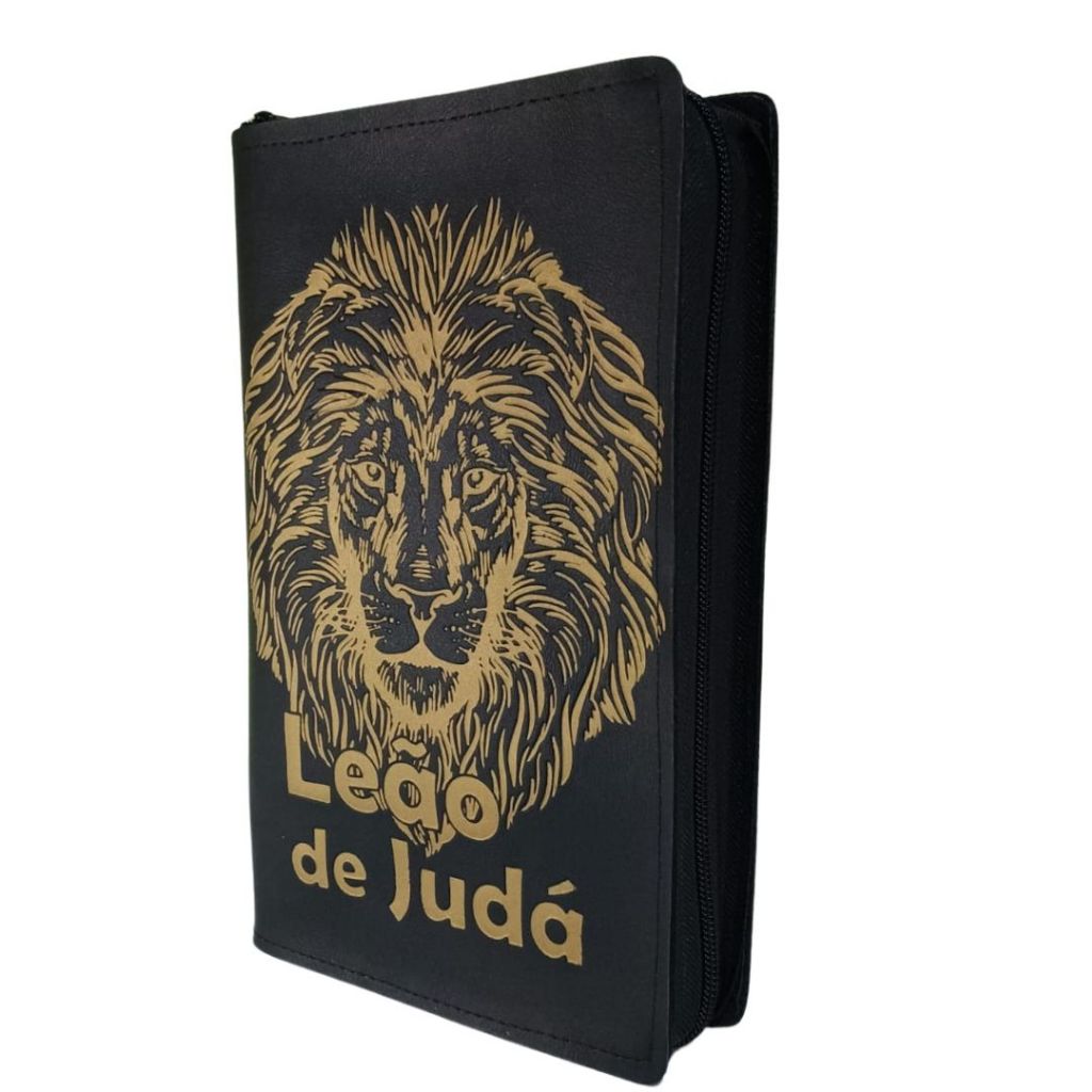 Capa para Bíblia de Estudo com Zíper Leão de Judá - Disponível Média e Grande