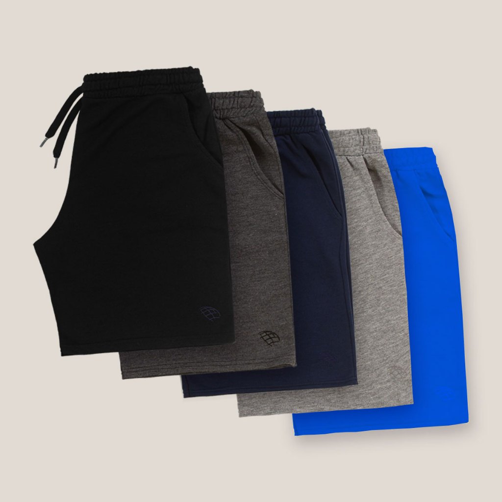 Kit 3 e 5 Bermudas Moletom Masculina Academia do P ao G4 Plus Size