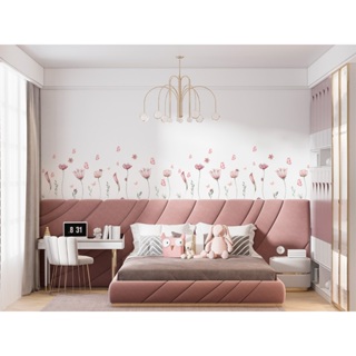 Adesivo De Parede Em Recorte Sem Fundo Flores Floral Raminhos Jardim Borboletas Quarto Menina em Oferta na Shopee