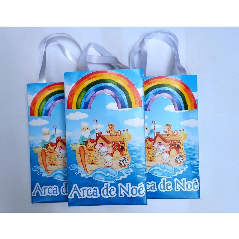 sacola a arca de noé personalizada com nome e idade