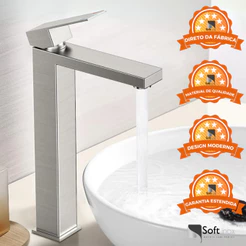 Torneira Monocomando Inox Banheiro Resistente a Maresia Bica Alta Baixa Escovada Preto Fosco Cromada