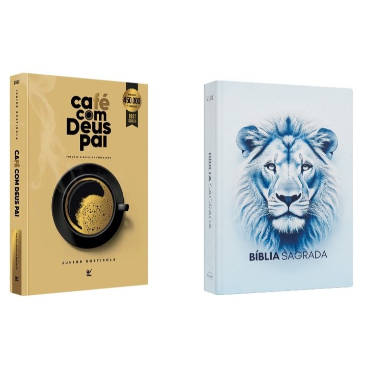 Kit Café com Deus Pai 2023 + Bíblia Sagrada NVI | Leão Luz em Oferta na Shopee