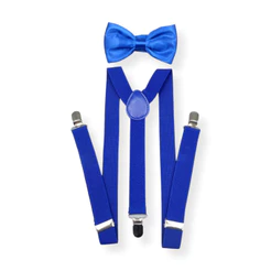 Suspensório + Gravata Borboleta Azul Royal Infantil ou Adulto