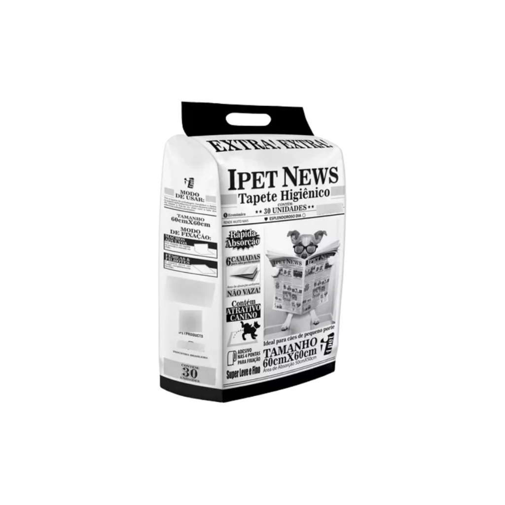 Tapete Higiênico Pet News 60cmx60cm 7un Jornal Ipet Cães em Oferta na Shopee