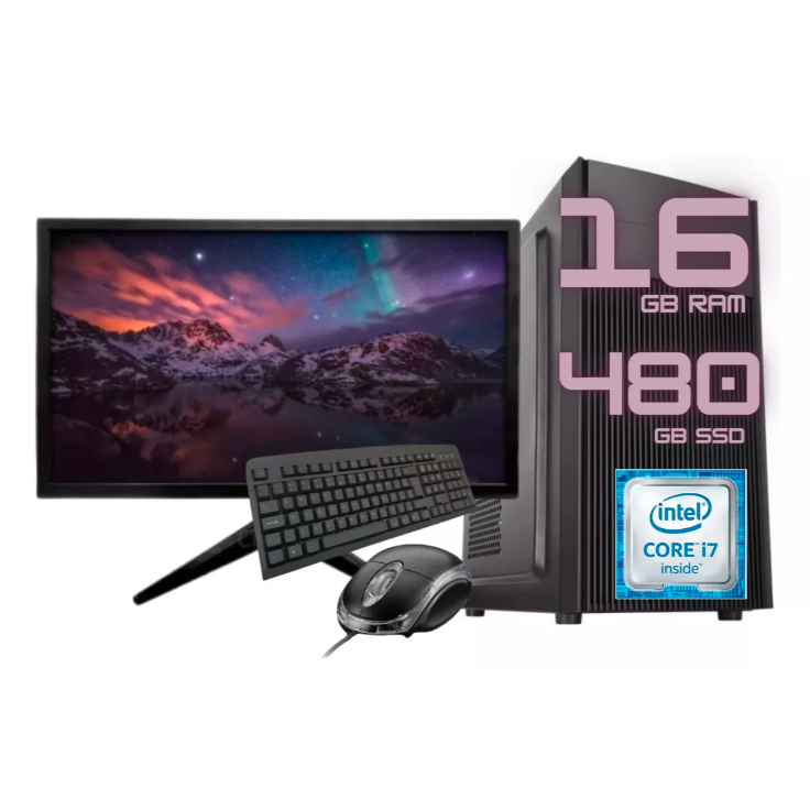 Pc completo I7 3° geração 16 gb SSD480 monitor 19'